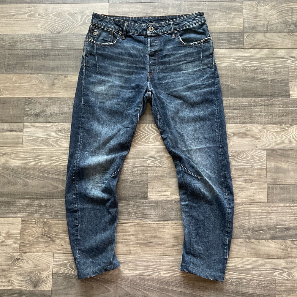 34x28 G Star Raw TOBOG 3D Relaxed Tapered Jeans Men’s Blue Dark Wash Button Fly